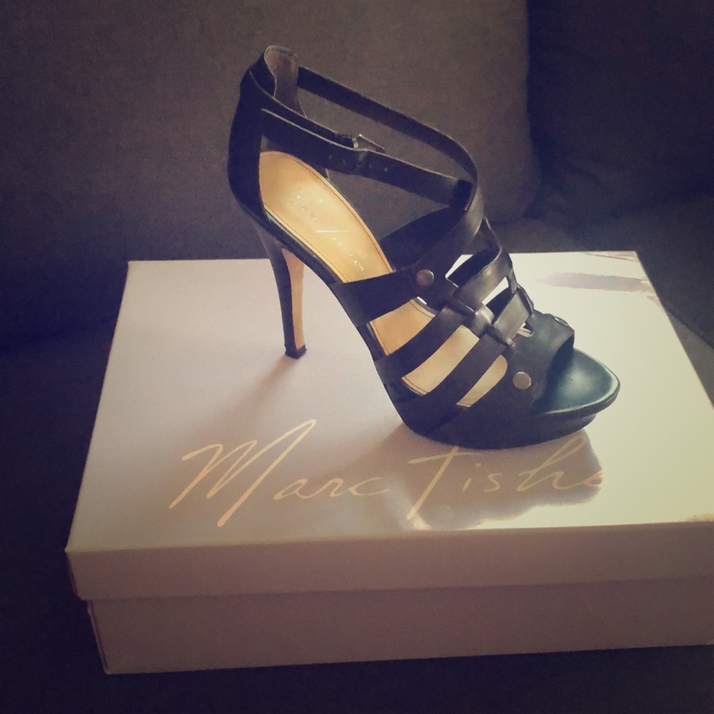 Gently worn black open toed